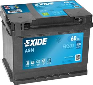 Exide EK600 AGM Autobatterie 12V 60Ah